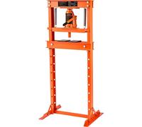 Hydraulique, châssis en H de 12 tonnes, plaques d'estampage, hauteur de table de travail réglable pour le pliage ou le redressage du métal, garages ou ateliers à domicile, presse orange.