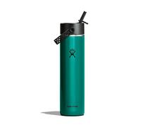 Bouteille HYDRO FLASK 24 oz (709 ml) avec bouchon flexible et paille, modèle Lightweight Wide, couleur verte