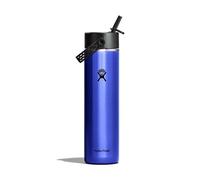 Hydro Flask Bouteille 24 oz (709 ml) légère goulot large bouchon à paille flexible bleue