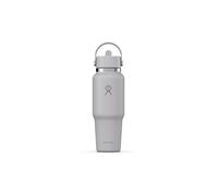 HYDRO FLASK Bouteille d'eau de voyage à large ouverture 32oz avec bouchon à paille flexible gris clair