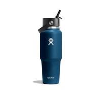 Hydro Flask - Wide Flex Straw Travel Bottle 946 ml (32 oz) | Bouteille inox isolée TempShield avec bouchon paille étanche - Convient à la plupart des porte-gobelets - Indigo