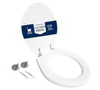 Hydro Home Abattant WC compatible Victoria Roca avec charnières | Abattant WC en bois revêtu de résine polyester blanc brillant | Fixation par le bas