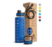 Hydro2Go Gourde en Verre 950 ML avec Couvercle en Silicone - Va au Lave-Vaisselle, 2 Couvercles Interchangeables, 100 % Étanche et Pratique
