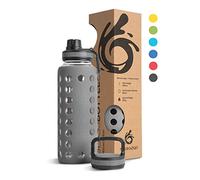 Hydro2Go® gourde en verre avec couvercle en silicone 950 ml - va au lave-vaisselle | 2 couvercles interchangeables | 100% étanche