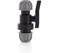 HYDROBIL Raccords de plomberie pour tuyau d'eau, manchon de 20 mm x 20 mm avec robinet à bille, tuyau en plastique MDPE, 10 bar, température max. 45 °C, raccords de serrage MDPE, connecteur de robinet
