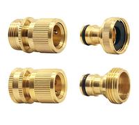 Hydrogarden 4 Pcs Raccord Tuyau d'Arrosage en Laiton Massif, 3/4 Pouce Adaptateurs de Connexion Rapide Mâle et Femelle pour Tuyau Arrosage(BSP)