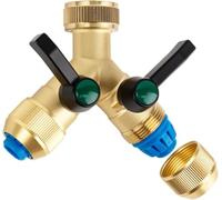 Hydrogarden Distributeur d'eau 2 Voies 3/4" avec 2 raccords 1/2" pour raccords de Tuyau, système d'emboîtement, raccord de Tuyau