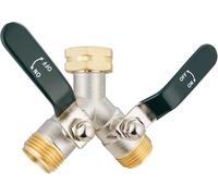 Hydrogarden Distributeur d'eau 2 voies, répartiteur en Y 3/4 ", grand débit en laiton, poignée allongée, adaptateur 3/4" pour maison, cour/machine à laver (grand courant)