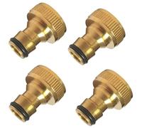 Hydrogarden Lot de 4 raccords de Robinet en Laiton pour robinets avec Filetage extérieur 3/4" BSP (26,4 mm) - Adaptateur de Robinet avec raccord Rapide pour Tuyau d'arrosage