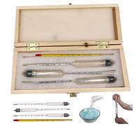 Hydromètre à alcool 3pcs 0-100 Testeur d'alcool à l'épreuve du compteur d' gradué précis avec thermomètre et boîte en bois, hydromètre pour vin, bière, cidre, épreuves, distillation