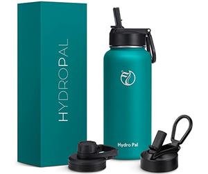 HydroPal - Bouteille d'eau en acier inoxydable 500ml/750ml/1L, bouteille isotherme avec paille et bec verseur, gourde en acier inoxydable pour le gymnase, le sport, le voyage, thermos d'eau