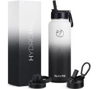 HydroPal Gourde en acier inoxydable - 500/750 ml/1 L/1,2 L/1,9 l, sans BPA, convient aux boissons gazeuses, bouteille isotherme avec paille et 2 couvercles