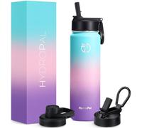 HydroPal Gourde en acier inoxydable - 500/750 ml/1 L/1,2 L/1,9 l, sans BPA, convient aux boissons gazeuses, bouteille isotherme avec paille et 2 couvercles