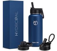 HydroPal Gourde en acier inoxydable - 500/750 ml/1 L/1,2 L/1,9 l, sans BPA, convient aux boissons gazeuses, bouteille isotherme avec paille et 2 couvercles