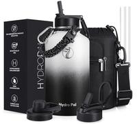 HydroPal Gourde en acier inoxydable - 750 ml/1 L/1,2 L/1,9 L, sans BPA, convient aux boissons gazeuses, bouteille isotherme avec paille et 2 couvercles