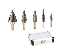 HYECHO 6PCS Foret Étagé Metal, 53 tailles 4-12mm/3-13mm/4-20mm/5-35mm/4-32mm，Pro HSS Titanium coating Foret Conique