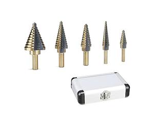 HYECHO 6PCS Foret Étagé Metal, 53 tailles 4-12mm/3-13mm/4-20mm/5-35mm/4-32mm，Pro HSS Titanium coating Foret Conique