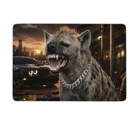 Hyena with Diamond Grill and Chain Tapis 150 x 100 cm, Doux et Antidérapant | Tapis antidérapant pour une ambiance cocooning, avec surface douce; près du lit ou du canapé