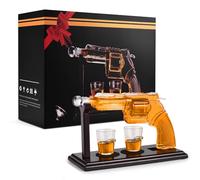 Hyexu Ensembles de carafes à Whisky pour Hommes Cadeaux de Whisky Uniques pour Hommes Distributeur de Liqueur fraîche en Forme de Pistolet de 8,5 oz Parfait avec Deux Verres de 1,7 oz pour la fête de