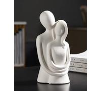 HYFAN Statuette d'amour en céramique représentant Un Couple câlin - Décoration Romantique - Sculpture significative pour Chambre à Coucher, Maison, étagère, décoration de Bureau (Blanc)
