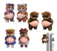 HYFZOD 6 Pièces Bloc-Porte en Caoutchouc PVC Autocollants Chien Shiba Inu Marron, Butée de Porte Anti-Collision et Stickers pour Téléphone Portable (B)
