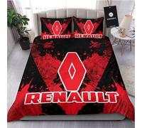 HYFZXWX Ensemble housse de couette drap de lit 3 pièces doux et respirant Ren-ault Literie en microfibre imprimée en 3D + 2 taies d'oreiller Culotte/A/240x260cm
