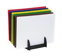 Hygiplas Lot de 6 planches à découper standard basse densité avec support et poster, 455 x 305 x 10 mm, non poreuses empêchant l'absorption des saveurs et des odeurs, J258