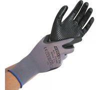 Hygostar 33344 Gants en maille fine Ergo Flex Dotty gris Gr. 9/L Revêtement nitrilePolyuréthaneSupport nylon sur une face Picots nitrile