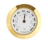 Hygromètre analogique en verre rond 38 mm pour humideurs, guitare, violon, thermomètre avec sonde Doré