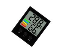 Hygromètre Intérieur Domestique Numérique Alarme, Noir ABS | Mesure Précise Température et Humidité, Écran LCD Grand Angle, sans Pile pour Maison et Bureau