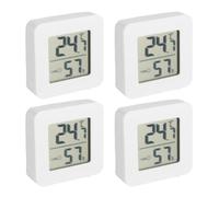 Hygrometre interieur numérique précis mini thermo hygromètre LCD, mesure température humidité en temps réel, haute capacité batterie, dos auto-adhésif, lot de 4, idéal maison bureau chambre serre