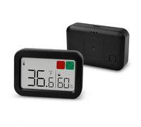 Hygromètre Numérique Thermomètre Intérieur °C/°F Lot de 2 Noir | Capteur Température Humidité Précis Avec Indicateur Smiley, Mini Pour Murale ou Table, Idéal pour Maison, Chambre, Bureau