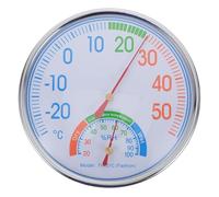 Hygromètre Thermomètre Extérieur Rond 128mm en Métal pour Patio | Mesure Précise, Structure Simple, Plage Codée Couleur, avec Support, Usage Hôtel et Terrasse