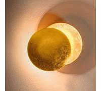 HYJAUSXB Applique Murale créative en Forme de Lune, rotative à 360°, Effet éclipse, Blanc Chaud 3000K - Lampe LED Ronde Moderne pour Couloir, entrée, Chambre, Salon (cuivre Antique, 25 cm) (d 25 cm