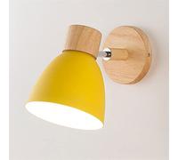 HYJAUSXB Applique Murale d'intérieur, luminaire Moderne en Bois, Lampe de Chevet rotative E27, Applique Murale pour Chambre ou Salon, Style Nordique Simple et créatif (Jaune)