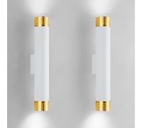 HYJAUSXB Ensemble de 2 Appliques murales cylindriques Modernes à éclairage Direct et indirect, Douille GU10, pour Chambre, Salon, Salle à Manger, Couloir (Blanc, 6 x 47 cm)