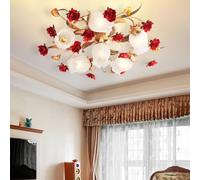 HYJAUSXB Plafonnier en Forme de Rose, Lustre Floral Rustique, Romantique, en Fer, pour Salle à Manger, luminaire Suspendu encastré, pour Salon, Chambre à Coucher, 6 têtes