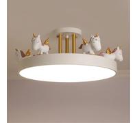 HYJAUSXB Plafonnier LED Rond à intensité Variable, Design Dessin animé, luminaire pour Chambre de Fille, 3 Couleurs, idéal pour Une Chambre de bébé ou Un Bureau (Tige métallique, Blanc)