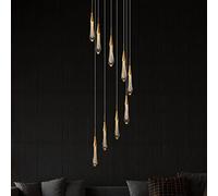 HYJAUSXB Suspension LED Moderne en Cristal doré à intensité Variable pour îlot de Cuisine, Chambre, Couloir, entrée, 2 Mini luminaires en Forme de Larme