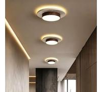 HYKISS Plafonnier En Pierre Jaune Naturelle De Style Wabi-sabi LED 28 Watts Plafonnier Rond Imitation Bois Ultra-fin (4 Cm) Idéal Pour Les Couloirs Les Entrées Les Chambres Et Les Passages