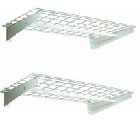 Hyloft 777, lot de 2 étagères murales, réglables, en acier, pour garage, avec tige de suspension, blanc, 91,4 x 45,7 cm