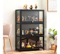 Hynbdes Glass Showcase, Living Room Display Case, Showcase, Strong, Sealed and Dust-Proof Structure, Suitable for Various scenarios (3 Shelves Black 60 * 33 * 106 Transparent on Three Sides)