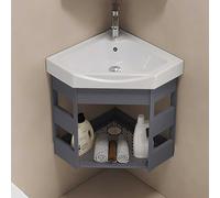 Hynbdes Lave Main Wc Avec Meuble Angle Lave Main Armoires De Salle De Bain Avec Meuble Wc Suspendu Lavabo Moderne Avec Meuble À Monté Au Mur,Gris-38 * 38
