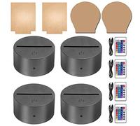 HYNNIO Lot de 4 bases de lampe LED 3D, base LED de grande taille pour acrylique, 16 couleurs, avec télécommande et câble USB pour chambre à coucher, chambre d'enfant, restaurant, magasin (4 ensembles