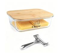 Hynorian Boîte à fromage en verre avec couvercle et râpe à fromage - Boîte hermétique à fromage, boîte de rangement transparente pour réfrigérateur avec coupe-fromage, idéale pour cheddar, gouda et