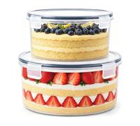 Hynorian Lot de 2 grands bols à dessert en plastique avec couvercle, gobelets à dessert en polypropylène