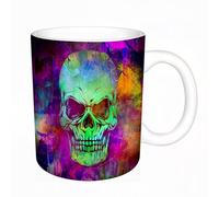 HYOSXC Mug Humour Design Élégant Et Intemporel Tasse Café 11 oz 330ml Céramique Idée Cadeaue,Crâne, élément musical de style punk, thème musical,impression des deux côtés