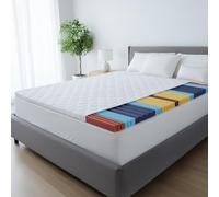 Hypoallergénique Surmatelas 130x190cm - Protege Matelas 5 Zones de Massage Ergo+ - Surmatelas Lavable - Mattress Topper - Confort Ergonomique pour Une Bonne Nuit de Sommeil sans Mal de Dos
