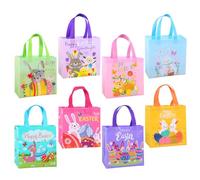 Hyran Sachet Paques, 8Pcs Panier Paques Enfant, Sac Paques Enfant, Sachet de Paques, Sacs à œufs de Pâques avec Poignées, Sac Cadeau Paques pour Chocolat de Paques, Fournitures de Fête de Pâques (B)
