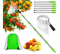 Hysagtek 2.8 Meter Cueille Fruit Telescopique, Cueilleuse à Pommes | Perche Cueille Fruits Acier Inoxydable avec Sac en Coton, Idéal Pour Le Jardin, Les